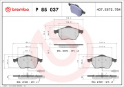 P 85 037X Sada brzdových destiček, kotoučová brzda XTRA LINE BREMBO