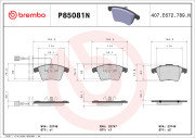 P85081N Sada brzdových destiček, kotoučová brzda PRIME LINE - Ceramic BREMBO