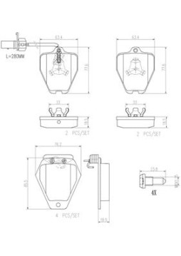 P85096N Sada brzdových destiček, kotoučová brzda PRIME LINE - Ceramic BREMBO