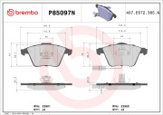 P85097N Sada brzdových destiček, kotoučová brzda PRIME LINE - Ceramic BREMBO