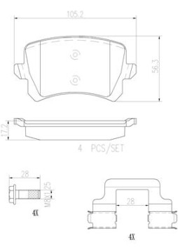 P85108N Sada brzdových destiček, kotoučová brzda PRIME LINE - Ceramic BREMBO