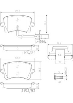 P85142N Sada brzdových destiček, kotoučová brzda PRIME LINE - Ceramic BREMBO