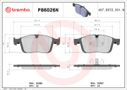 P86026N Sada brzdových destiček, kotoučová brzda PRIME LINE - Ceramic BREMBO