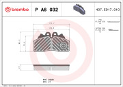 P A6 032 BREMBO sada brzdových platničiek kotúčovej brzdy P A6 032 BREMBO