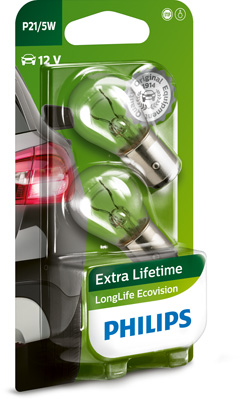 12499LLECOB2 PHILIPS Žárovka (2ks) P21/5W (řada LongLife EcoVision) | 12V 21/5W | 12499LLECOB2 PHILIPS