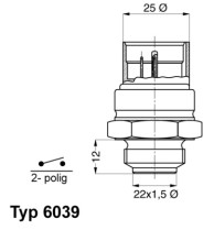 6039.95D Teplotní spínač, větrák chladiče BorgWarner (Wahler)