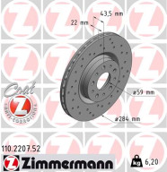 110.2207.52 Brzdový kotouč SPORT BRAKE DISC COAT Z ZIMMERMANN