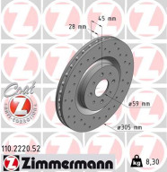 110.2220.52 Brzdový kotouč SPORT BRAKE DISC COAT Z ZIMMERMANN