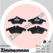 21576.205.1 Sada brzdových destiček, kotoučová brzda ZIMMERMANN