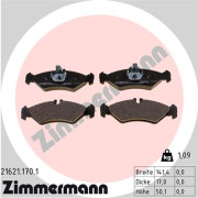 21621.170.1 Sada brzdových destiček, kotoučová brzda ZIMMERMANN