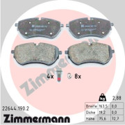 22644.190.2 Sada brzdových destiček, kotoučová brzda ZIMMERMANN