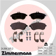 24306.205.2 Sada brzdových destiček, kotoučová brzda ZIMMERMANN