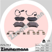 25214.175.6 Sada brzdových destiček, kotoučová brzda ZIMMERMANN