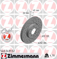 540.2491.52 Brzdový kotouč SPORT BRAKE DISC COAT Z ZIMMERMANN