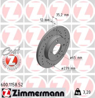 600.1158.52 Brzdový kotouč SPORT BRAKE DISC COAT Z ZIMMERMANN