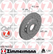 600.1601.52 Brzdový kotouč SPORT BRAKE DISC COAT Z ZIMMERMANN