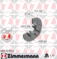 600.3219.52 Brzdový kotouč SPORT BRAKE DISC COAT Z ZIMMERMANN