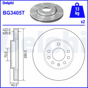 BG3405T Brzdový kotouč DELPHI