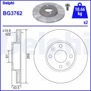 BG3762 Brzdový kotouč DELPHI