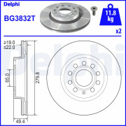 BG3832T Brzdový kotouč DELPHI