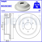 BG5038C Brzdový kotouč DELPHI