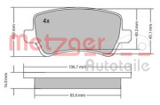 1170056 Sada brzdových destiček, kotoučová brzda GREENPARTS METZGER