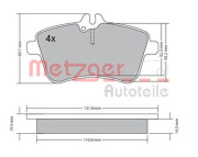 1170083 Sada brzdových destiček, kotoučová brzda GREENPARTS METZGER