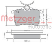 1170139 Sada brzdových destiček, kotoučová brzda GREENPARTS METZGER