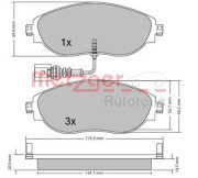 1170173 Sada brzdových destiček, kotoučová brzda GREENPARTS METZGER