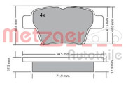 1170198 METZGER sada brzdových platničiek kotúčovej brzdy 1170198 METZGER