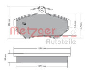 1170214 METZGER sada brzdových platničiek kotúčovej brzdy 1170214 METZGER