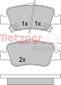 1170334 Sada brzdových destiček, kotoučová brzda GREENPARTS METZGER