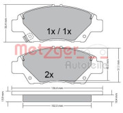 1170367 Sada brzdových destiček, kotoučová brzda GREENPARTS METZGER