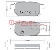 1170444 Sada brzdových destiček, kotoučová brzda GREENPARTS METZGER