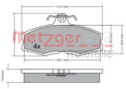 1170598 Sada brzdových destiček, kotoučová brzda METZGER