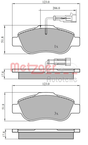 1170849 METZGER sada brzdových platničiek kotúčovej brzdy 1170849 METZGER