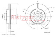 6110128 Brzdový kotouč GREENPARTS METZGER