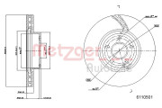 6110501 Brzdový kotouč GREENPARTS METZGER