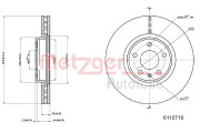 6110716 METZGER brzdový kotúč 6110716 METZGER