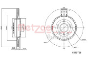 6110736 Brzdový kotouč GREENPARTS METZGER