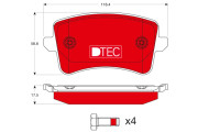 GDB1765DTE Sada brzdových destiček, kotoučová brzda DTEC COTEC TRW