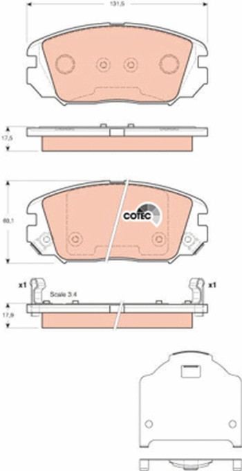 GDB3409 Sada brzdových destiček, kotoučová brzda COTEC TRW