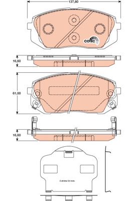 GDB3461DT Sada brzdových destiček, kotoučová brzda DTEC COTEC TRW