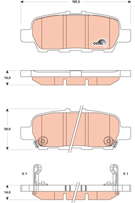 GDB3508DT Sada brzdových destiček, kotoučová brzda DTEC COTEC TRW