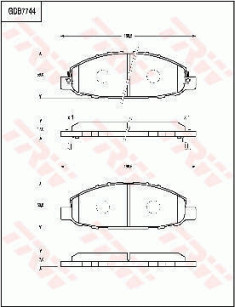 GDB7744 Sada brzdových destiček, kotoučová brzda TRW