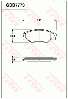 GDB7773 Sada brzdových destiček, kotoučová brzda TRW