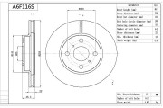 A6F116S Brzdový kotouč Premium Advics AISIN