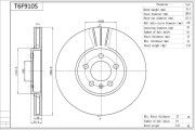 T6F910S Brzdový kotouč Premium Advics AISIN