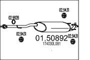 01.50892 Střední tlumič výfuku MTS
