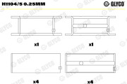 H1104/5 0.25mm Hlavní ložiska klikového hřídele GLYCO